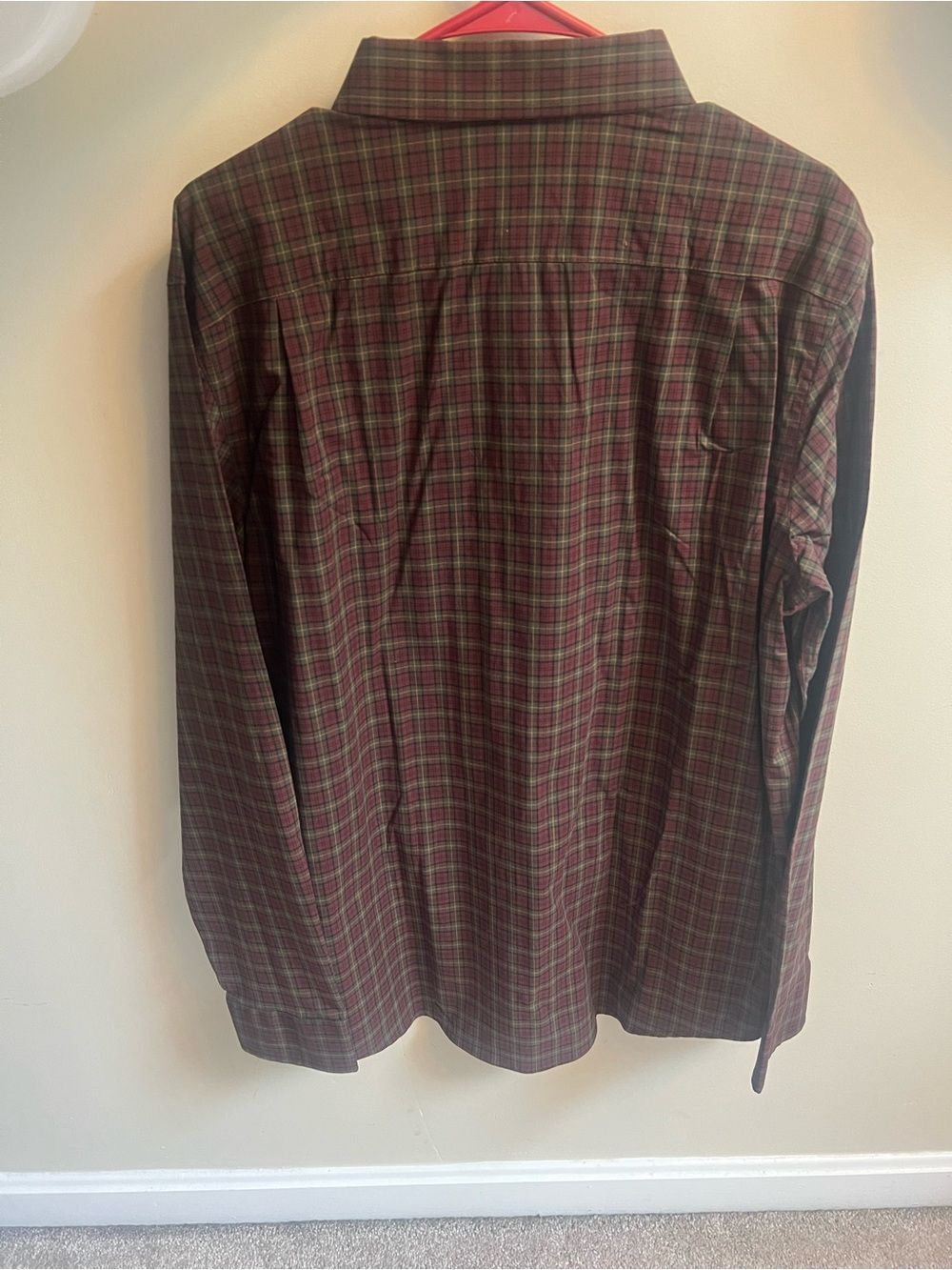 George Men's Plaid Button-Down Shirt - Burgundy & Olive - Picture 2 of 4